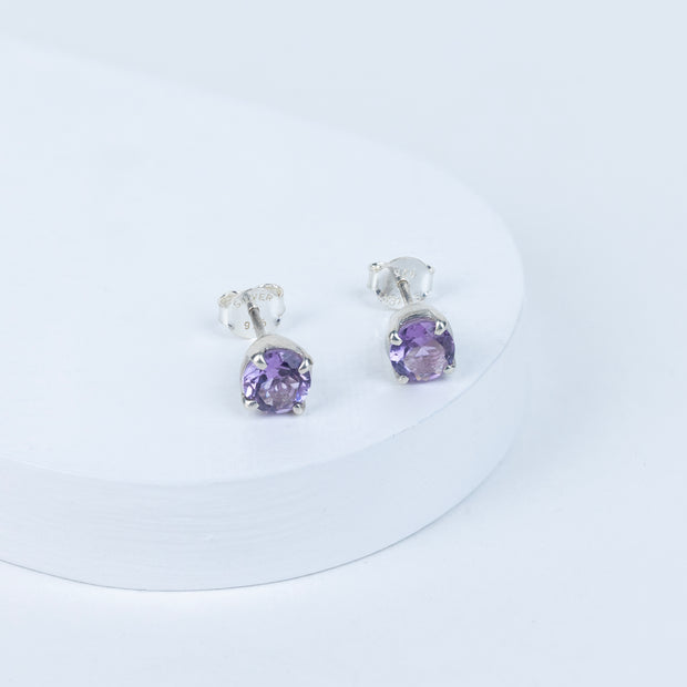 Amethyst Celestial Ellipse Earrings in 92.5 Sterling Silver