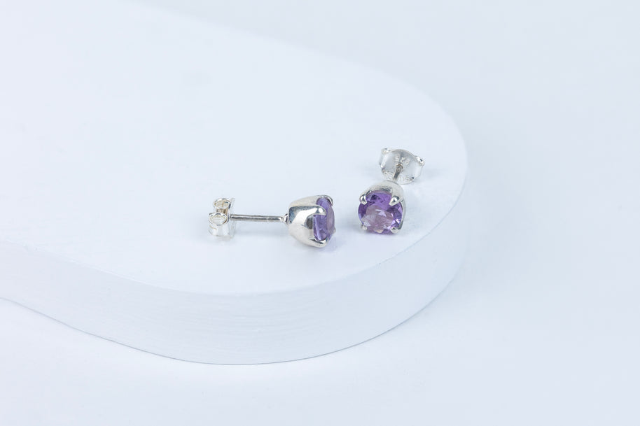 Amethyst Celestial Ellipse Earrings in 92.5 Sterling Silver
