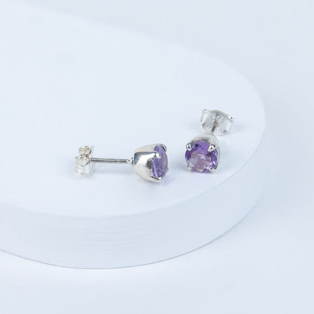 Amethyst Celestial Ellipse Earrings in 92.5 Sterling Silver