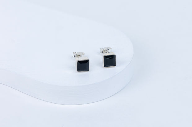 Black Onyx Regal Edge Earrings in 92.5 Sterling Silver
