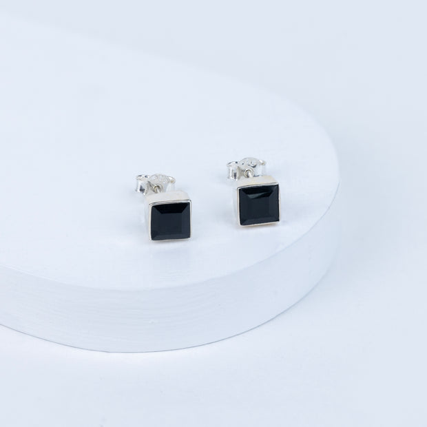 Black Onyx Regal Edge Earrings in 92.5 Sterling Silver