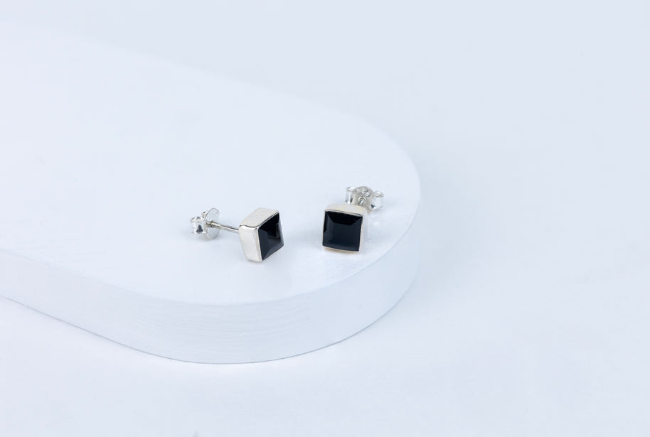 Black Onyx Regal Edge Earrings in 92.5 Sterling Silver