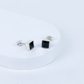 Black Onyx Regal Edge Earrings in 92.5 Sterling Silver