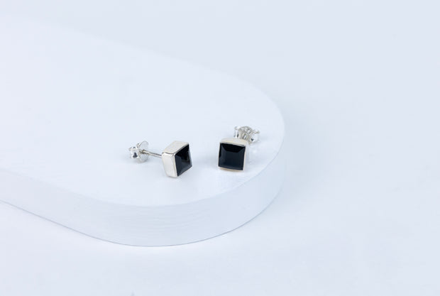 Black Onyx Regal Edge Earrings in 92.5 Sterling Silver