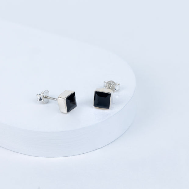 Black Onyx Regal Edge Earrings in 92.5 Sterling Silver