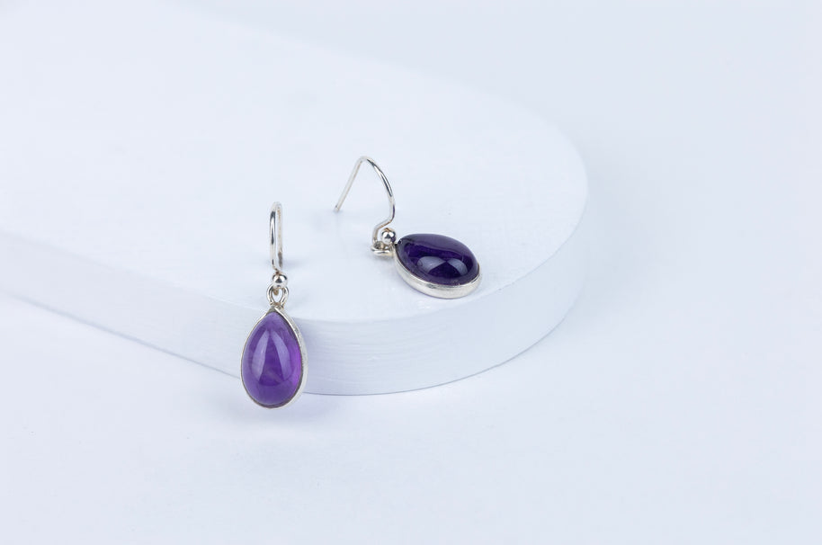 Amethyst Teardrop Danglings in 92.5 Sterling Silver