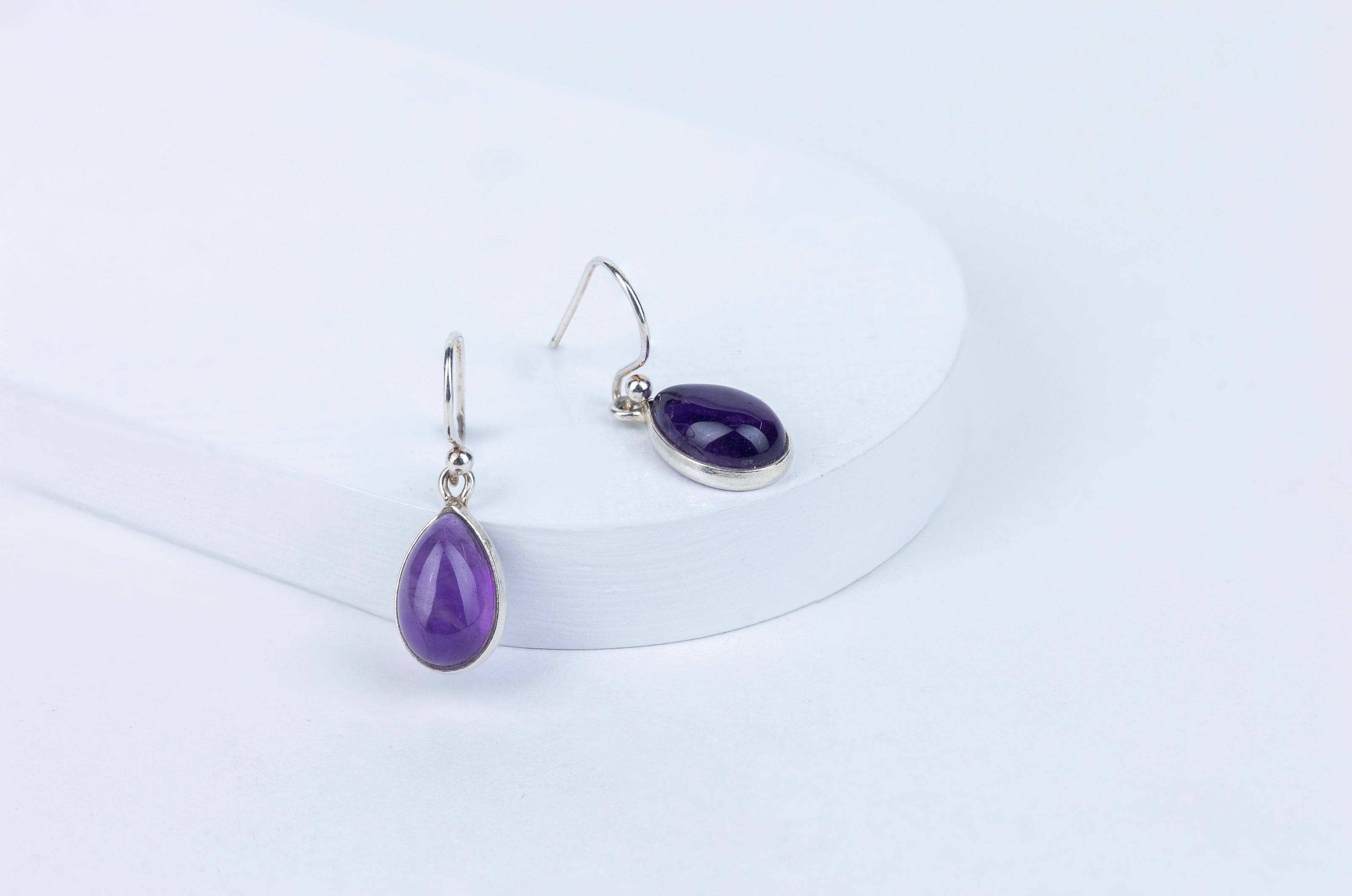 Amethyst Teardrop Danglings in 92.5 Sterling Silver
