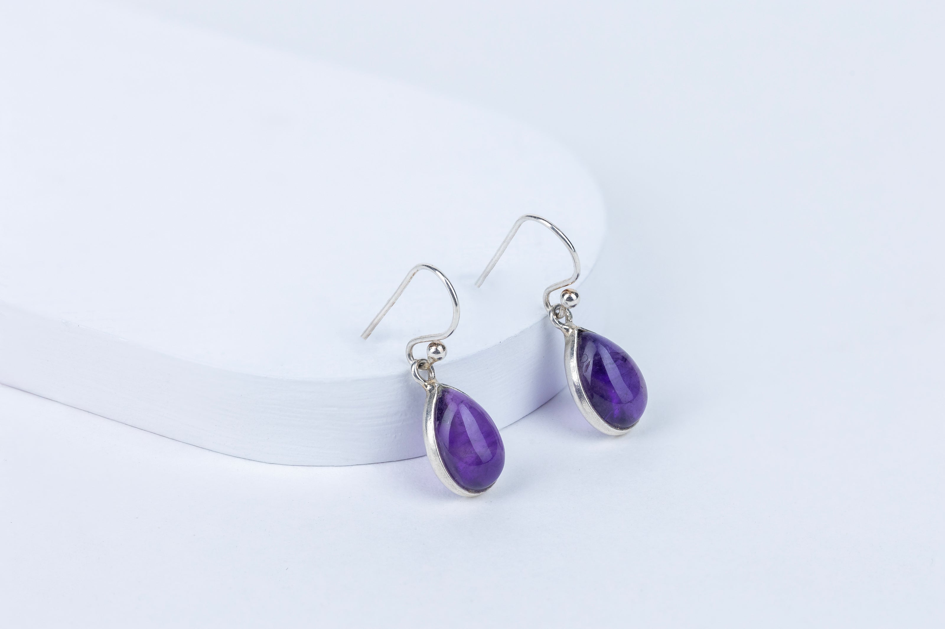 Amethyst Teardrop Danglings in 92.5 Sterling Silver