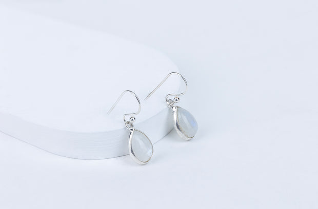 Moonstone Teardrop Danglings in 92.5 Sterling Silver