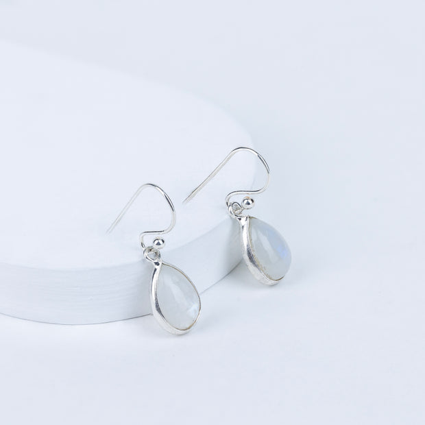 Moonstone Teardrop Danglings in 92.5 Sterling Silver