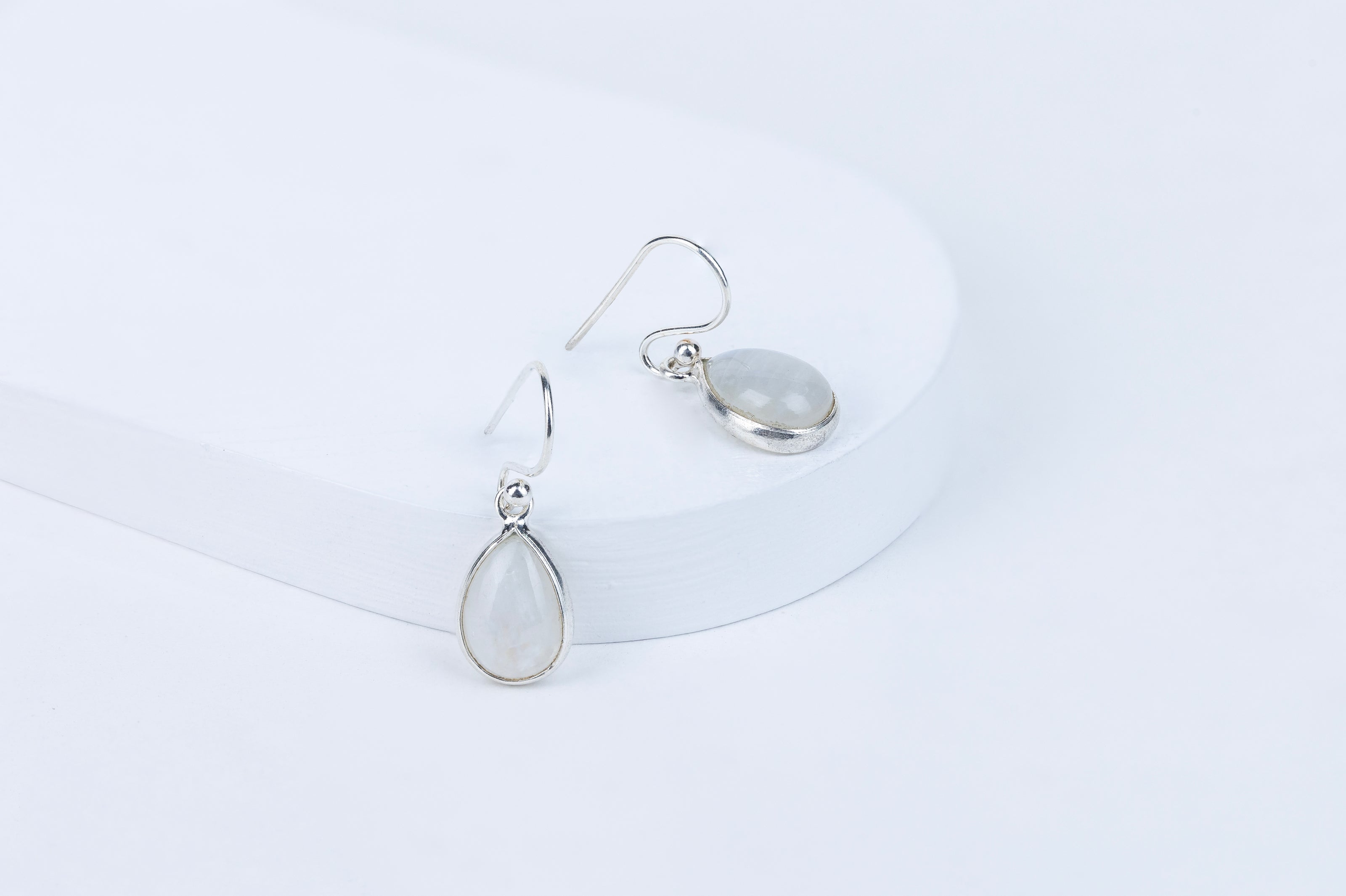 Moonstone Teardrop Danglings in 92.5 Sterling Silver