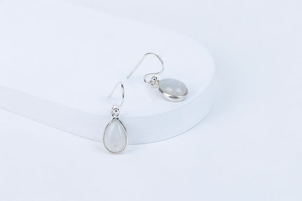 Moonstone Teardrop Danglings in 92.5 Sterling Silver