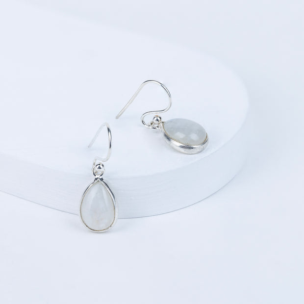 Moonstone Teardrop Danglings in 92.5 Sterling Silver