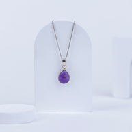 Amethyst Teardrop Pendant in 92.5 Sterling Silver
