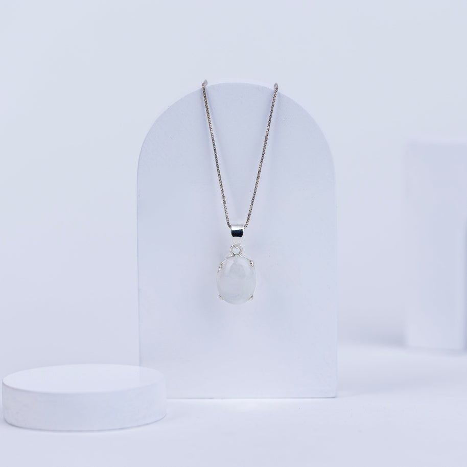 Moonstone Teardrop Pendant in 92.5 Sterling Silver