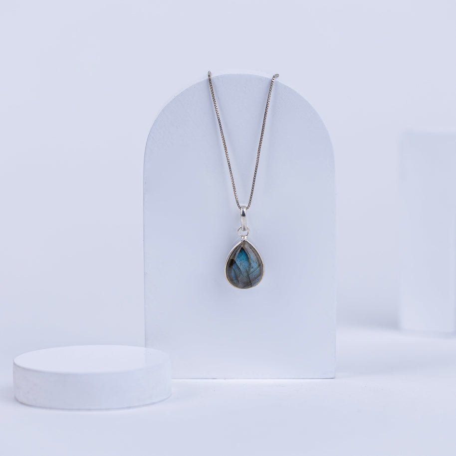 Laborodite Teardrop Pendant in 92.5 Sterling Silver
