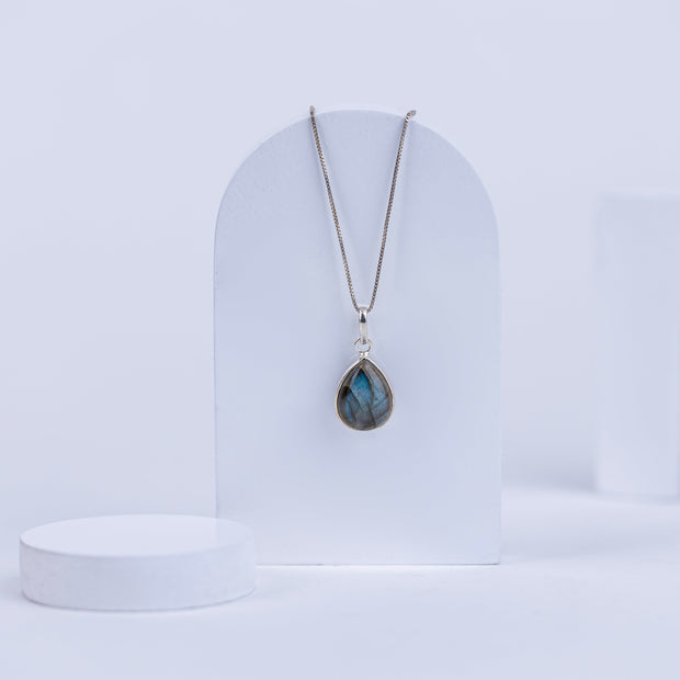 Laborodite Teardrop Pendant in 92.5 Sterling Silver