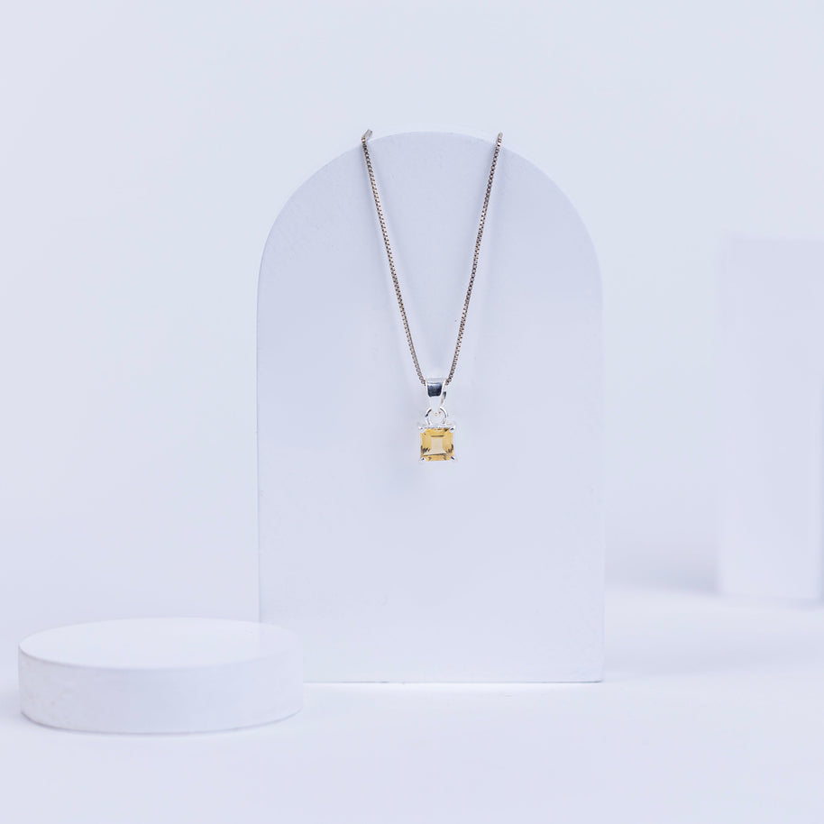 Citrine Radiant Frame Pendant in 92.5 Sterling Silver