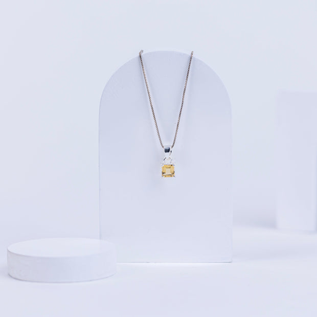 Citrine Radiant Frame Pendant in 92.5 Sterling Silver