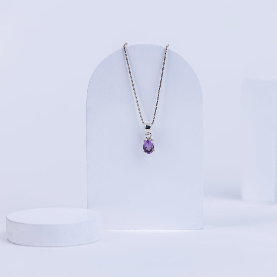 Amethyst Ellipse Pendant in 92.5 Sterling Silver