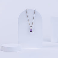Amethyst Ellipse Pendant in 92.5 Sterling Silver