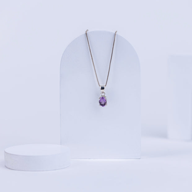Amethyst Ellipse Pendant in 92.5 Sterling Silver
