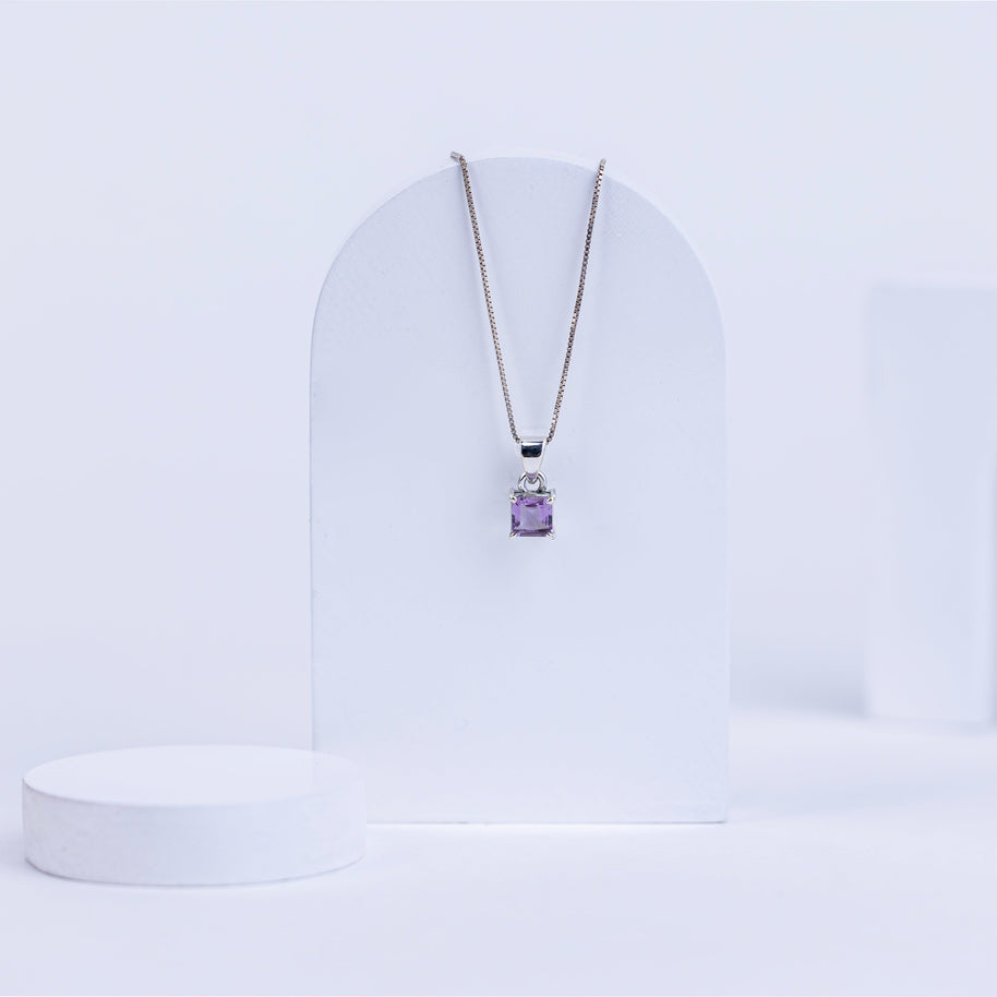 Amethyst Box Pendant in 92.5 Sterling Silver