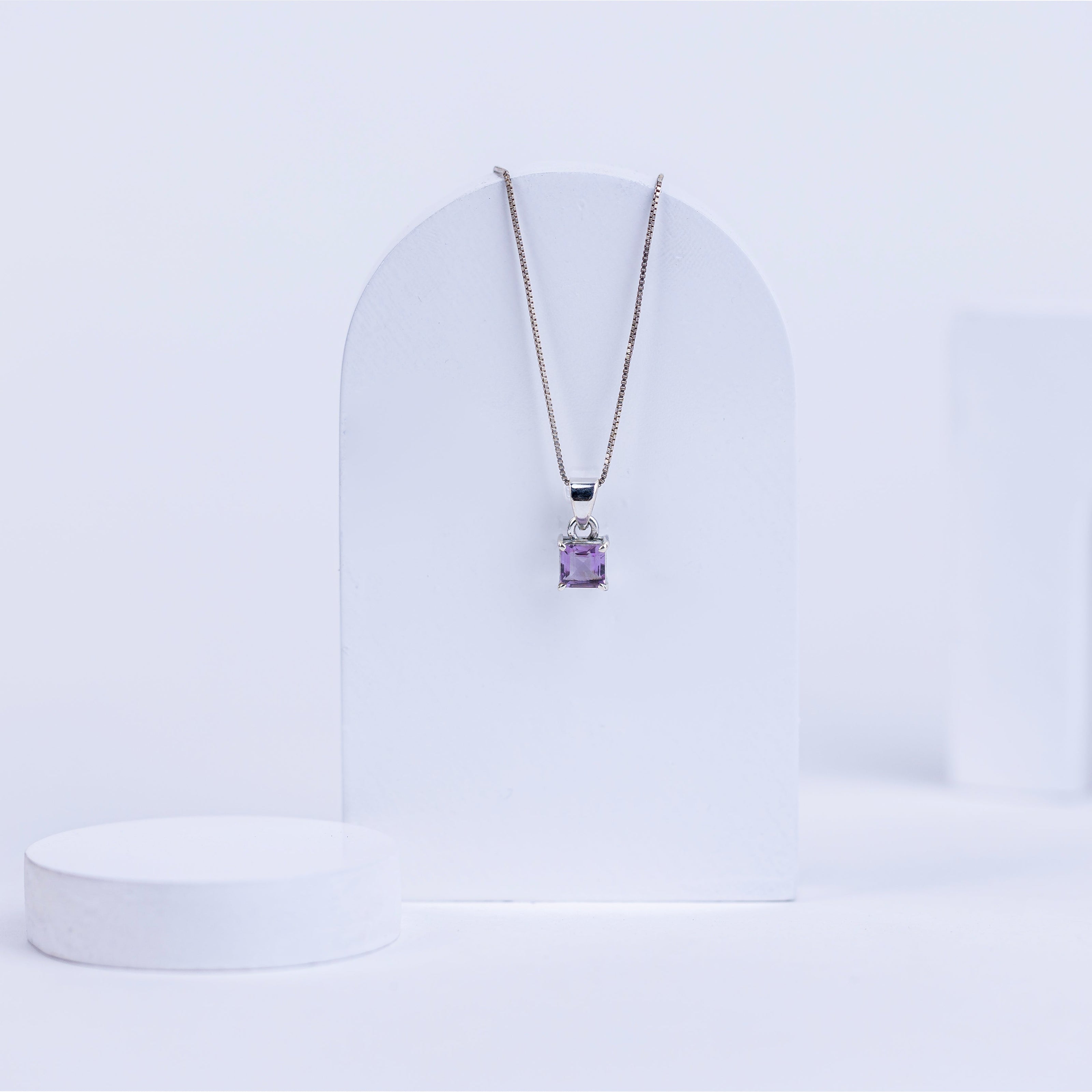 Amethyst Box Pendant in 92.5 Sterling Silver