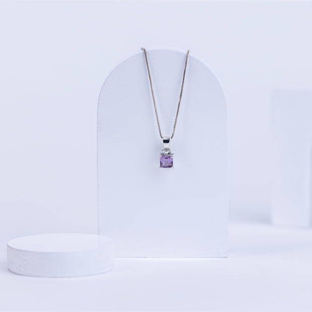 Amethyst Box Pendant in 92.5 Sterling Silver