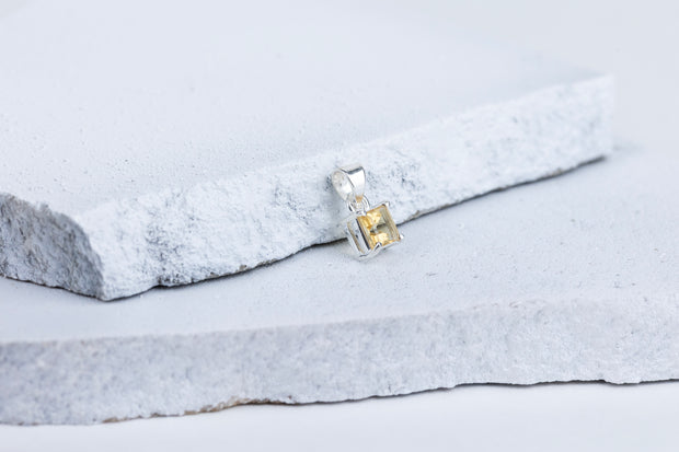 Citrine Radiant Frame Pendant in 92.5 Sterling Silver
