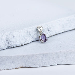 Amethyst Ellipse Pendant in 92.5 Sterling Silver