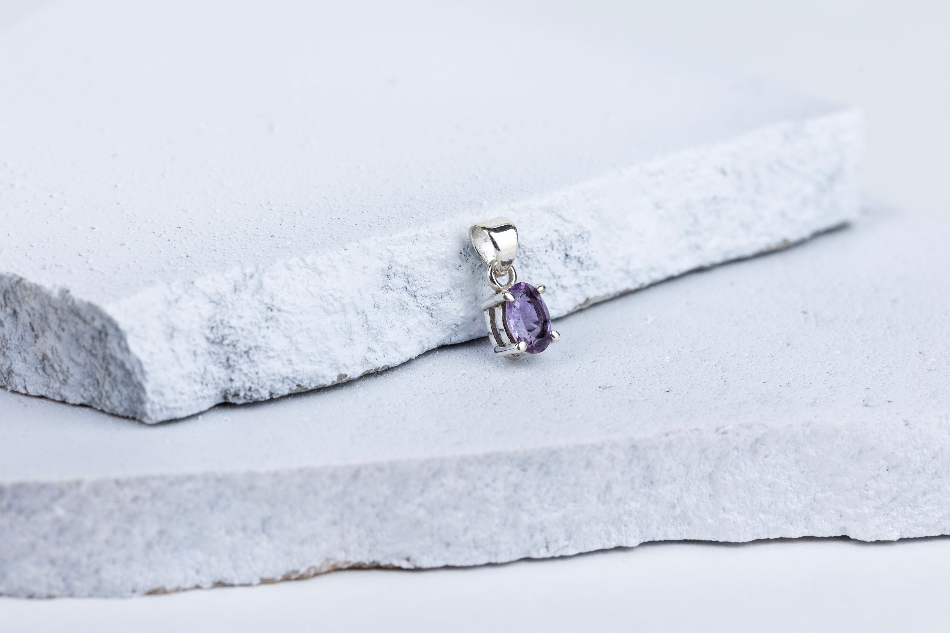 Amethyst Ellipse Pendant in 92.5 Sterling Silver