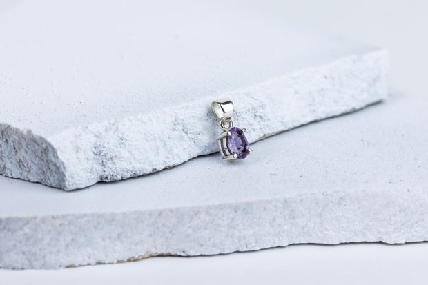 Amethyst Ellipse Pendant in 92.5 Sterling Silver