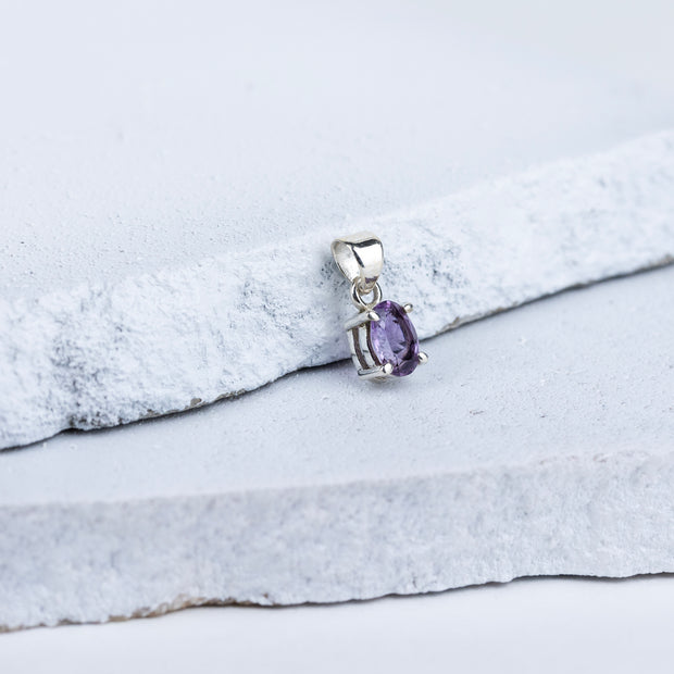 Amethyst Ellipse Pendant in 92.5 Sterling Silver