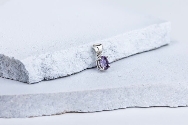 Amethyst Ellipse Pendant in 92.5 Sterling Silver