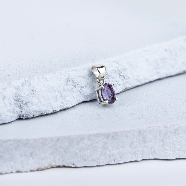 Amethyst Ellipse Pendant in 92.5 Sterling Silver