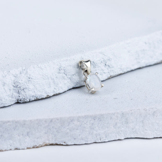 Moonstone Ellipse Pendant in 92.5 Sterling Silver
