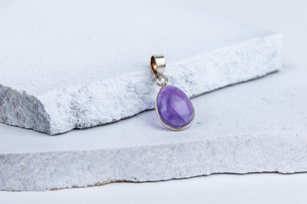 Amethyst Teardrop Pendant in 92.5 Sterling Silver
