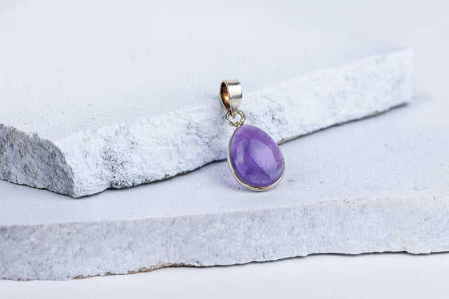 Amethyst Teardrop Pendant in 92.5 Sterling Silver