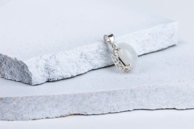 Moonstone Teardrop Pendant in 92.5 Sterling Silver