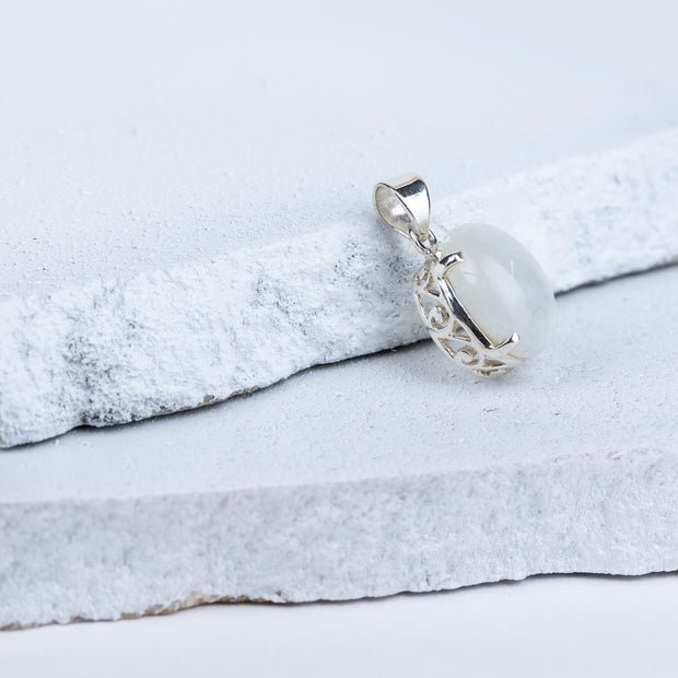 Moonstone Teardrop Pendant in 92.5 Sterling Silver