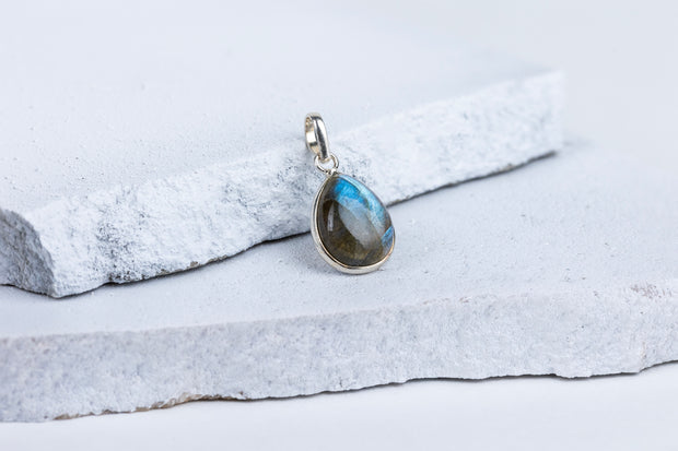 Laborodite Teardrop Pendant in 92.5 Sterling Silver