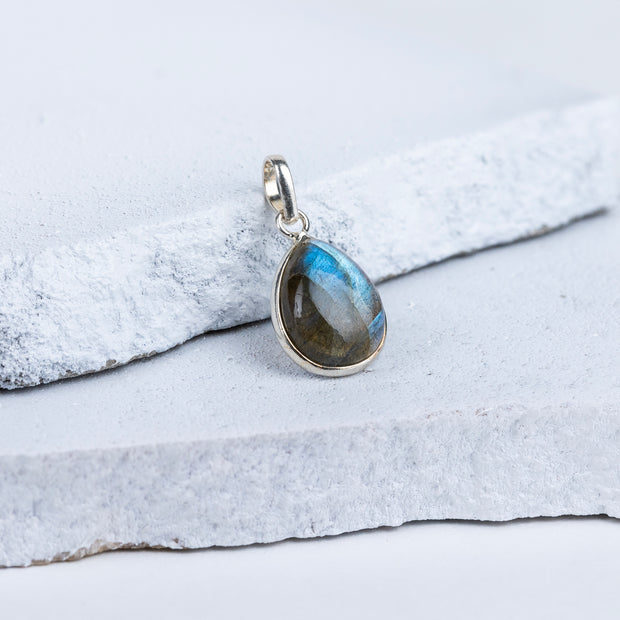 Laborodite Teardrop Pendant in 92.5 Sterling Silver