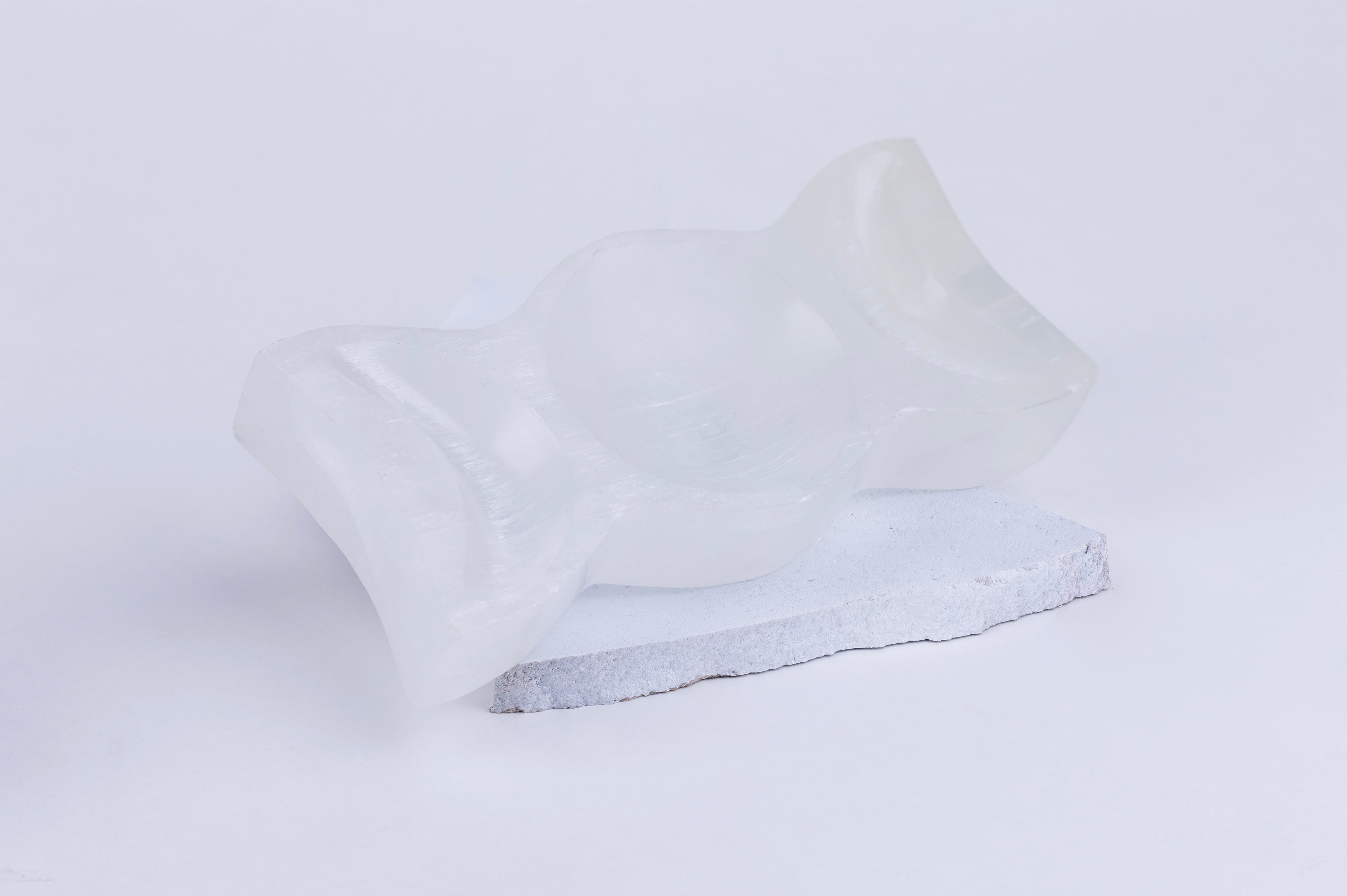 Triple Moon Carved Selenite Bowl