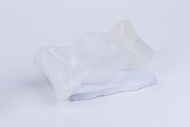 Triple Moon Carved Selenite Bowl