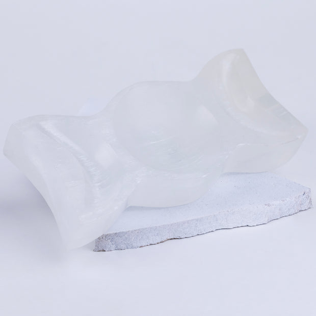 Triple Moon Carved Selenite Bowl
