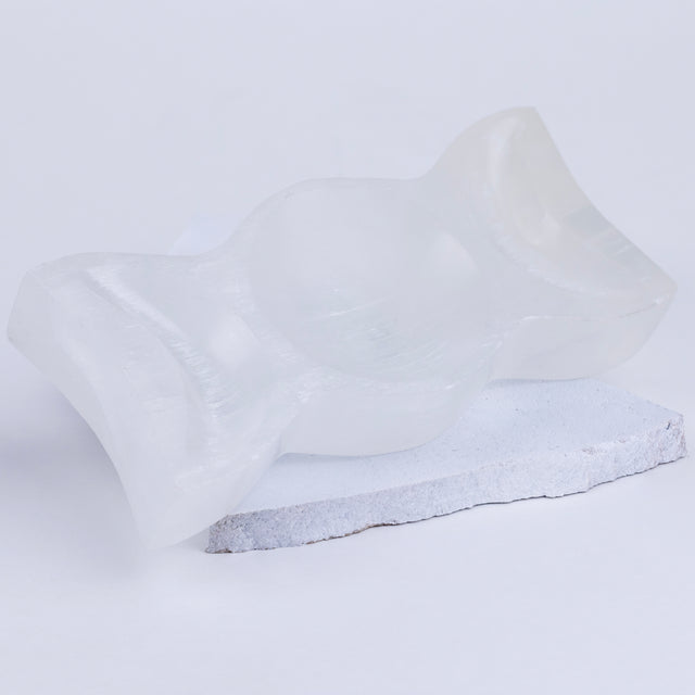 Triple Moon Carved Selenite Bowl