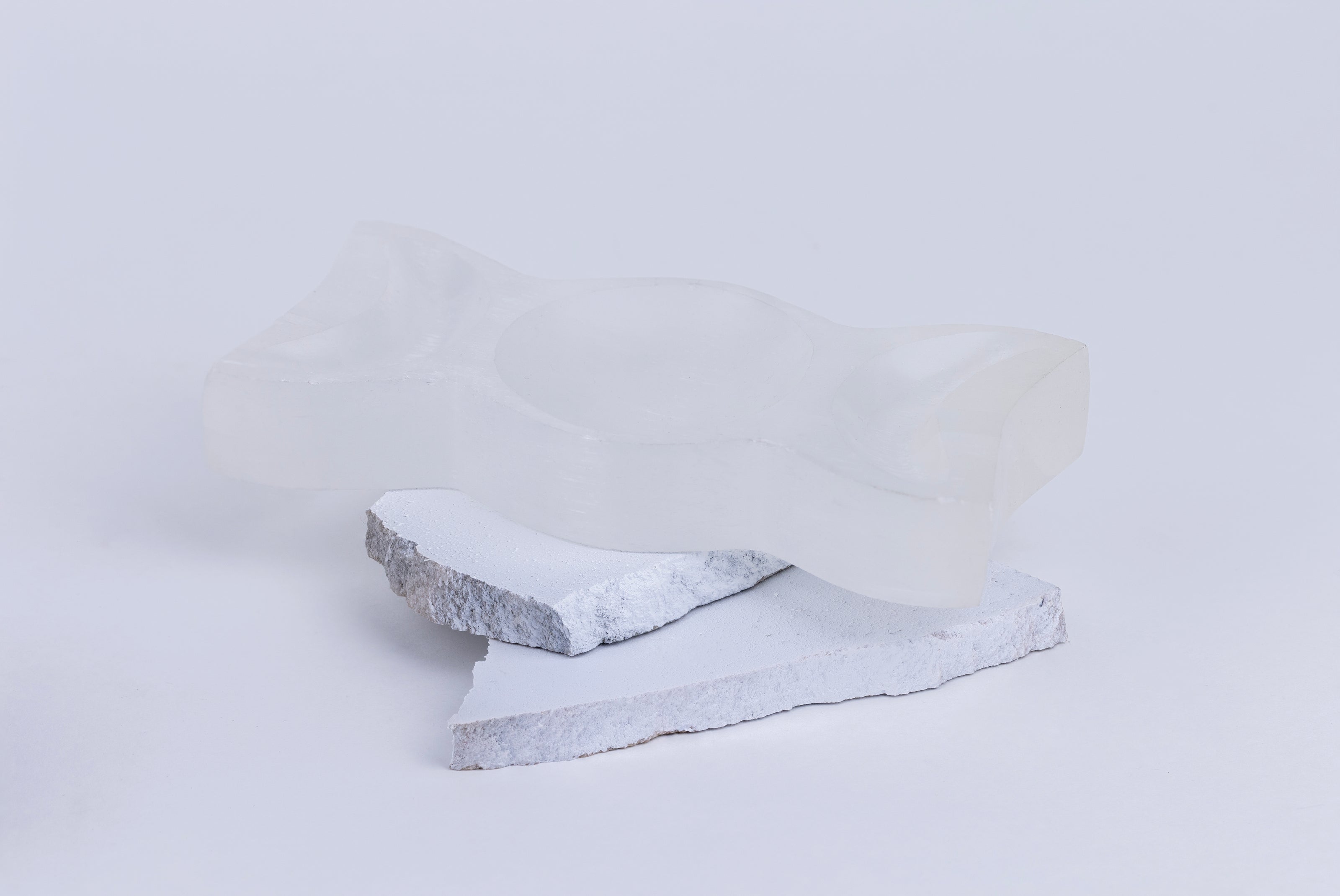 Triple Moon Carved Selenite Bowl