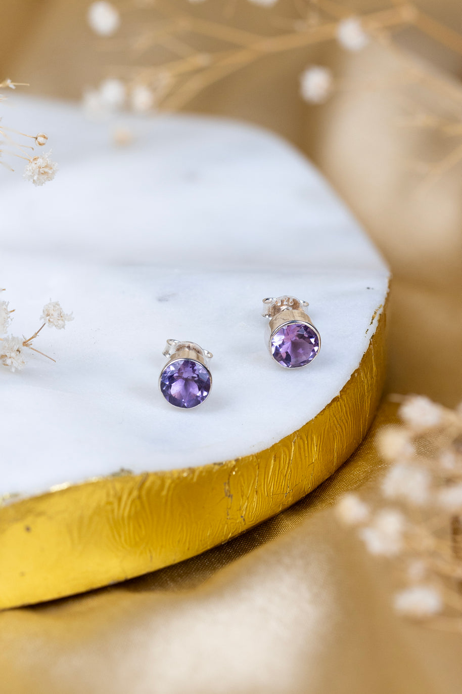 Amethyst Divine Orb Earrings in 92.5 Sterling Silver