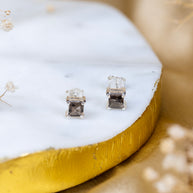 Smokey Quartz Box Earrings in 92.5 Sterling Silver